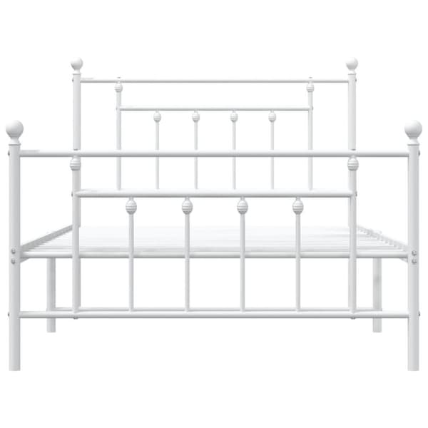 vidaXL Sengeramme i metall med hode- og fotgavl hvit 107x203 cm