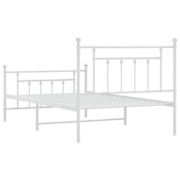 vidaXL Sengeramme i metall med hode- og fotgavl hvit 107x203 cm