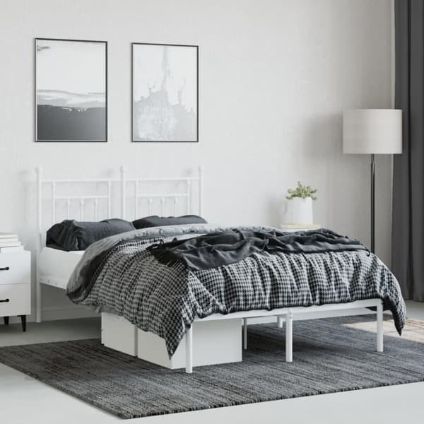 vidaXL sengeramme med sengegavl 120x200 cm metal hvid
