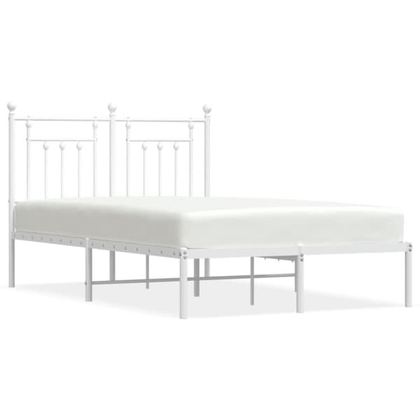 vidaXL sengeramme med sengegavl 120x200 cm metal hvid