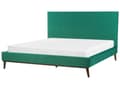 Pikkukuva 4 / 11: Parisänky vihreä 180 x 200 cm sametti puujalat tikattu sälepohja retro glamour