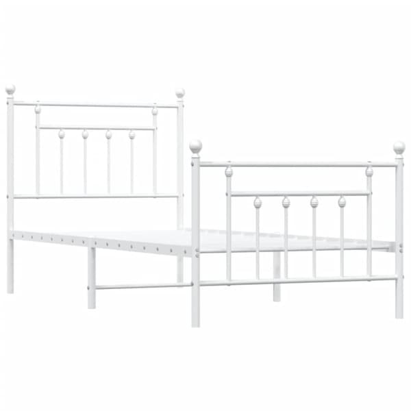 vidaXL Sengeramme i metall med hode- og fotgavl hvit 90x200 cm