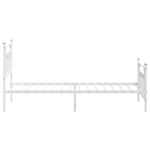 vidaXL Sengeramme i metall med hode- og fotgavl hvit 90x200 cm