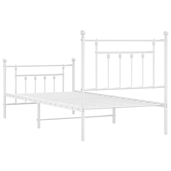 vidaXL Sengeramme i metall med hode- og fotgavl hvit 90x200 cm