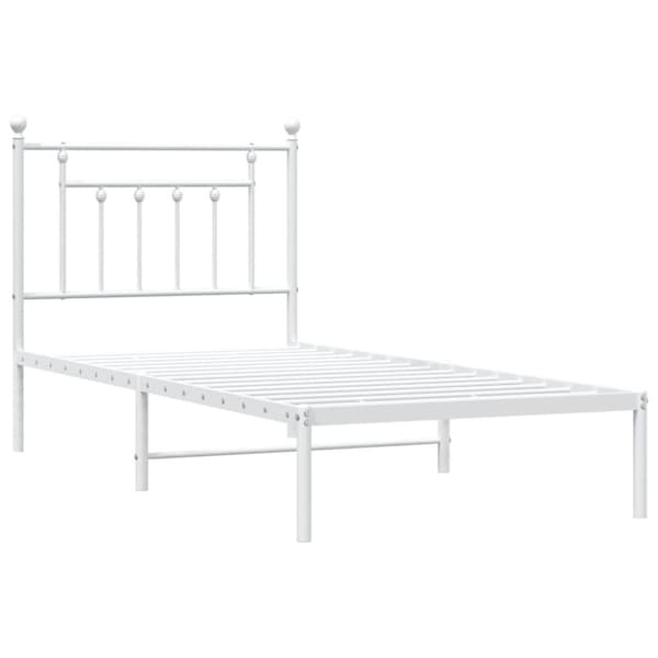 vidaXL Sängram med huvudgavel metall vit 90x200 cm
