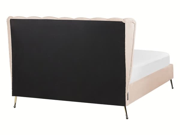 Parisänky beige samettiverhoilu 140 x 200 cm tikattu pääty USB-portti moderni glamour