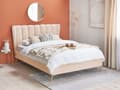 Pikkukuva 2 / 11: Parisänky beige samettiverhoilu 140 x 200 cm tikattu pääty USB-portti moderni glamour