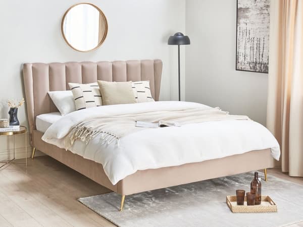 Parisänky ruskeanharmaa samettiverhoilu 160 x 200 cm tikattu pääty USB-portti moderni glamour