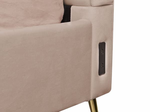Parisänky ruskeanharmaa samettiverhoilu 180 x 200 cm tikattu pääty USB-portti moderni glamour