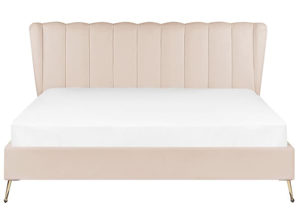 Parisänky beige samettiverhoilu 180 x 200 cm tikattu pääty USB-portti moderni glamour