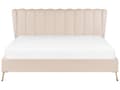 Pikkukuva 4 / 11: Parisänky beige samettiverhoilu 180 x 200 cm tikattu pääty USB-portti moderni glamour