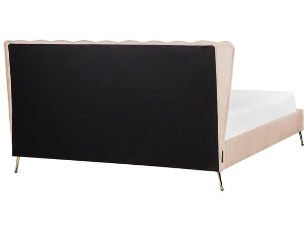 Parisänky beige samettiverhoilu 180 x 200 cm tikattu pääty USB-portti moderni glamour