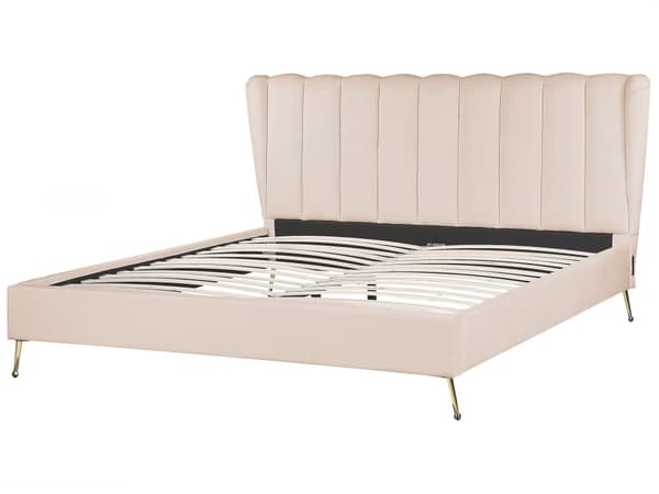 Parisänky beige samettiverhoilu 180 x 200 cm tikattu pääty USB-portti moderni glamour