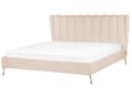 Pikkukuva 1 / 11: Parisänky beige samettiverhoilu 180 x 200 cm tikattu pääty USB-portti moderni glamour