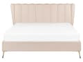 Pikkukuva 4 / 11: Parisänky beige samettiverhoilu 160 x 200 cm tikattu pääty USB-portti moderni glamour