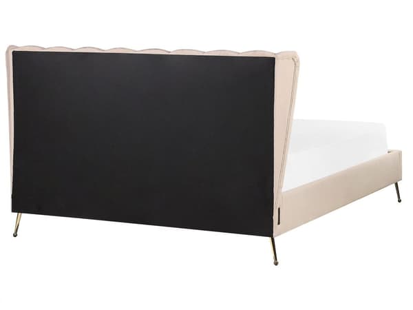 Parisänky beige samettiverhoilu 160 x 200 cm tikattu pääty USB-portti moderni glamour