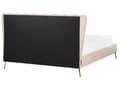 Pikkukuva 5 / 11: Parisänky beige samettiverhoilu 160 x 200 cm tikattu pääty USB-portti moderni glamour