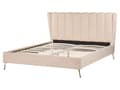 Pikkukuva 6 / 11: Parisänky beige samettiverhoilu 160 x 200 cm tikattu pääty USB-portti moderni glamour
