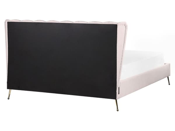 Lyserød velourrammeseng 160 x 200 cm med hovedgærde med USB-port moderne glamourstil til soveværelset