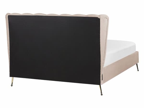 Sengeramme Taupe Fløyel 140 x 200 cm Gullfarget metallben USB-port Dekorativ sengegavl Moderne Glamorøs Dobbeltseng Soverom