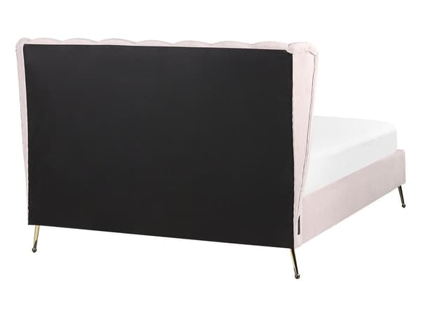 Sengeramme Rosa Fløyel 140 x 200 cm Gullfarget metallben USB-port Dekorativ sengegavl Moderne Glamorøs Dobbeltseng Soverom
