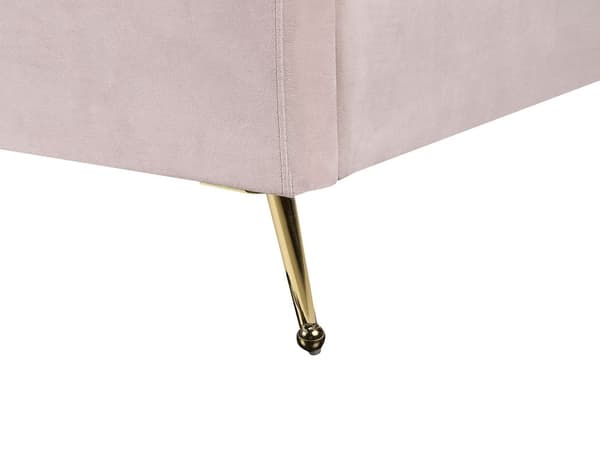 Sengeramme Rosa Fløyel 140 x 200 cm Gullfarget metallben USB-port Dekorativ sengegavl Moderne Glamorøs Dobbeltseng Soverom