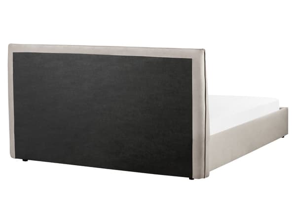 Förvaringssäng Taupe Sammetsklädsel Dubbelsäng 160 x 200 cm Stor Klassisk Huvudgavel Förvaringsfunktion Träribbor Sovrum Gästrum