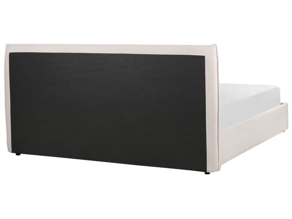 Förvaringssäng Off-White Sammetsklädsel Dubbelsäng 180 x 200 cm Stor Klassisk Huvudgavel Förvaringsfunktion Träribbor Sovrum Gästrum