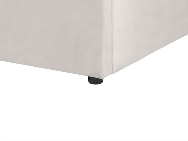 Förvaringssäng Off-White Sammetsklädsel Dubbelsäng 180 x 200 cm Stor Klassisk Huvudgavel Förvaringsfunktion Träribbor Sovrum Gästrum