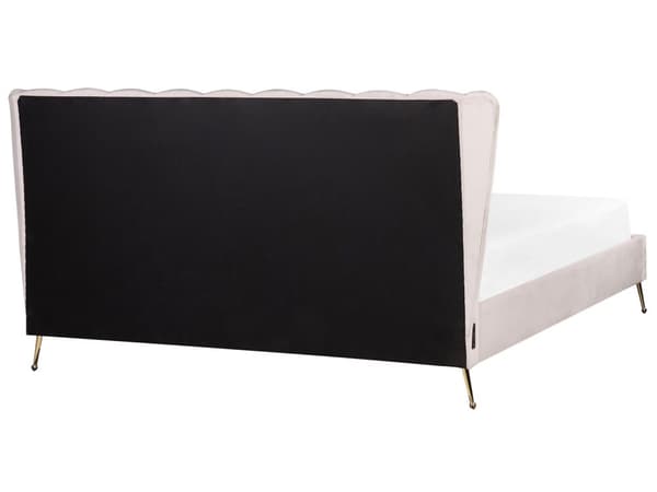 Sängram Rosa Sammetsklädsel Gyllene Metallben Dubbel Storlek 180 x 200 cm med USB-port Huvudgavel Modernt Glam Sovrum