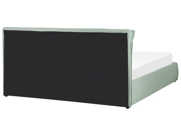 Dubbelsäng Schäslong Grön Sammet 180x200 cm Stoppad Ram Mjuk Förvaring Mysig Sovrum Modern