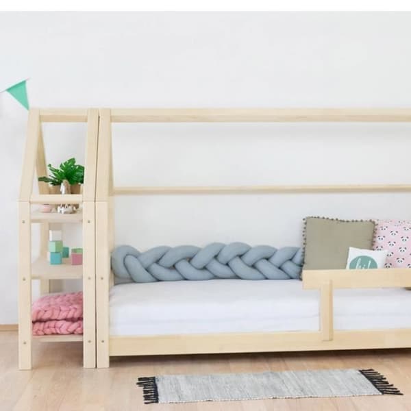 Litet trähus TERY med hylla - GENERISK - 80x180 cm - Vit - Massivt trä - Tillverkat i Europa