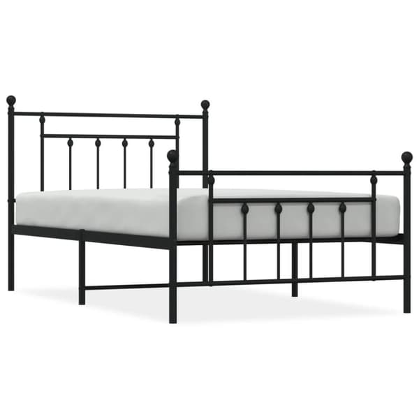 vidaXL Sengeramme i metall med hode- og fotgavl svart 107x203 cm