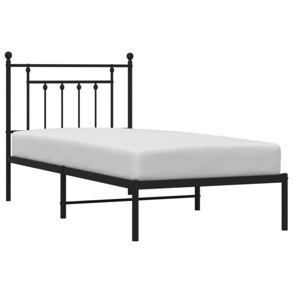 vidaXL Sängram med huvudgavel metall svart 90x200 cm