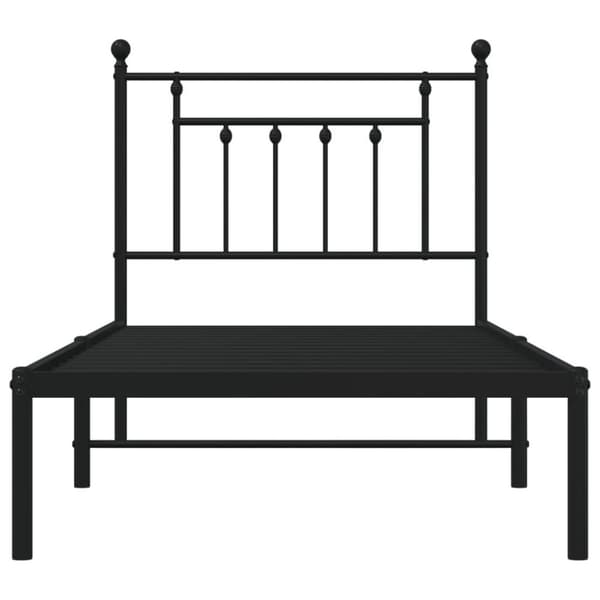 vidaXL Sängram med huvudgavel metall svart 90x200 cm