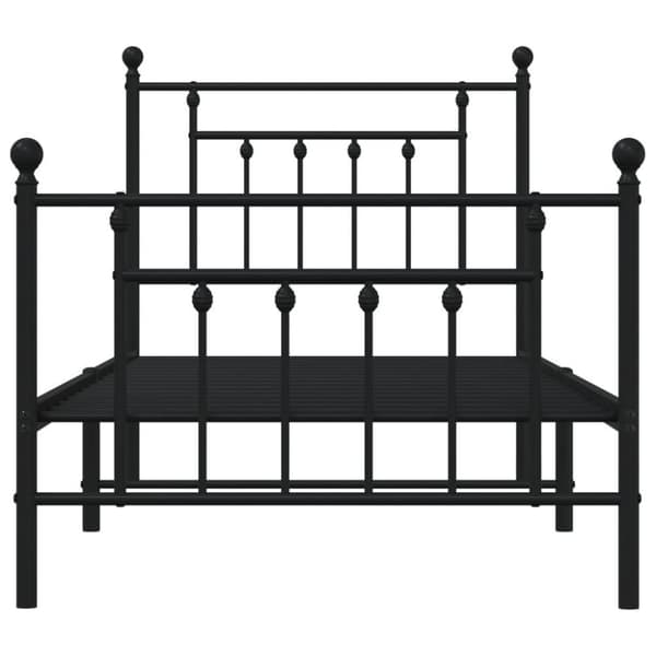 vidaXL Sengeramme i metall med hode- og fotgavl svart 90x200 cm