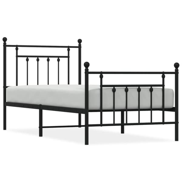vidaXL Sängram med huvudgavel och fotgavel svart metall 90x200 cm