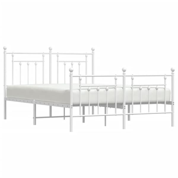 vidaXL sengeramme med sengegavl og fodgærde 140x200 cm metal hvid