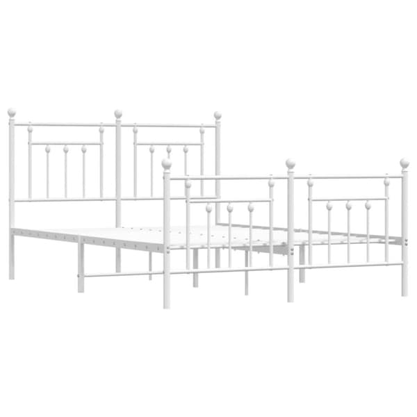 vidaXL sengeramme med sengegavl og fodgærde 140x200 cm metal hvid