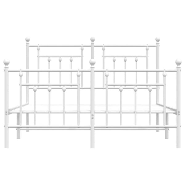 vidaXL sengeramme med sengegavl og fodgærde 140x200 cm metal hvid