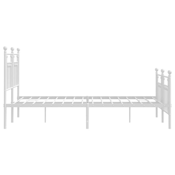 vidaXL sengeramme med sengegavl og fodgærde 140x200 cm metal hvid