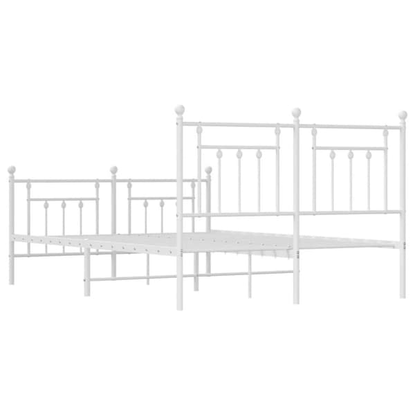 vidaXL sengeramme med sengegavl og fodgærde 140x200 cm metal hvid