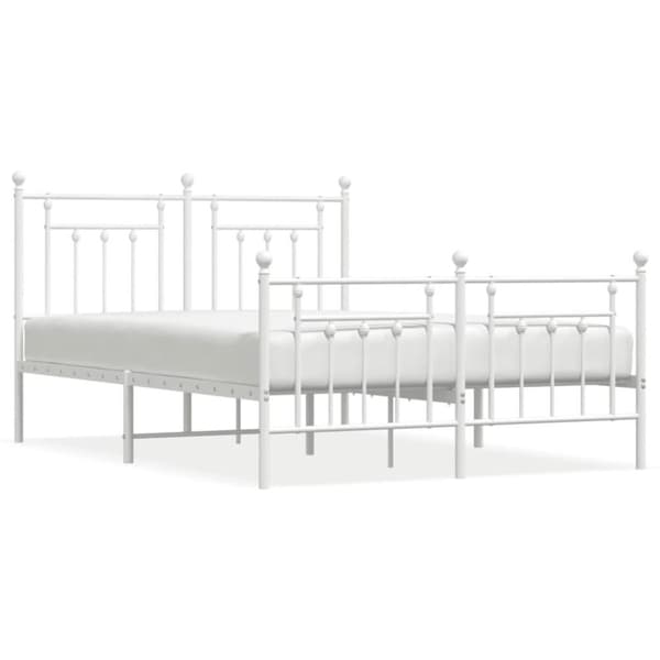 vidaXL sengeramme med sengegavl og fodgærde 140x200 cm metal hvid