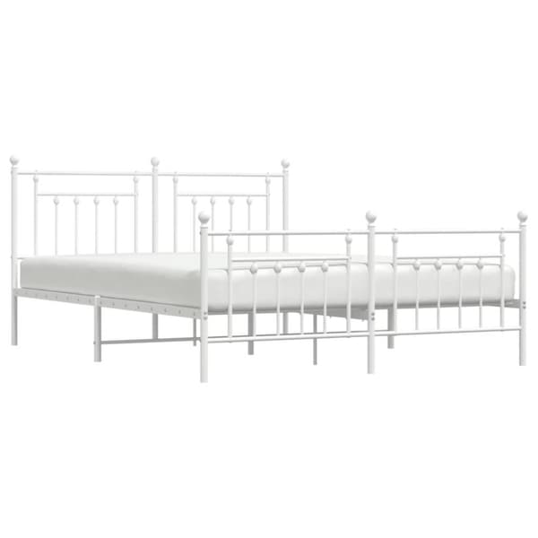 vidaXL Sengeramme i metall med hode- og fotgavl hvit 160x200 cm