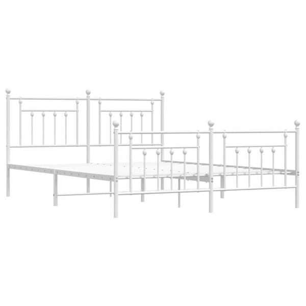 vidaXL Sengeramme i metall med hode- og fotgavl hvit 160x200 cm