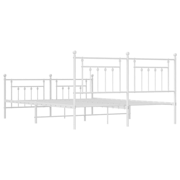 vidaXL Sengeramme i metall med hode- og fotgavl hvit 160x200 cm