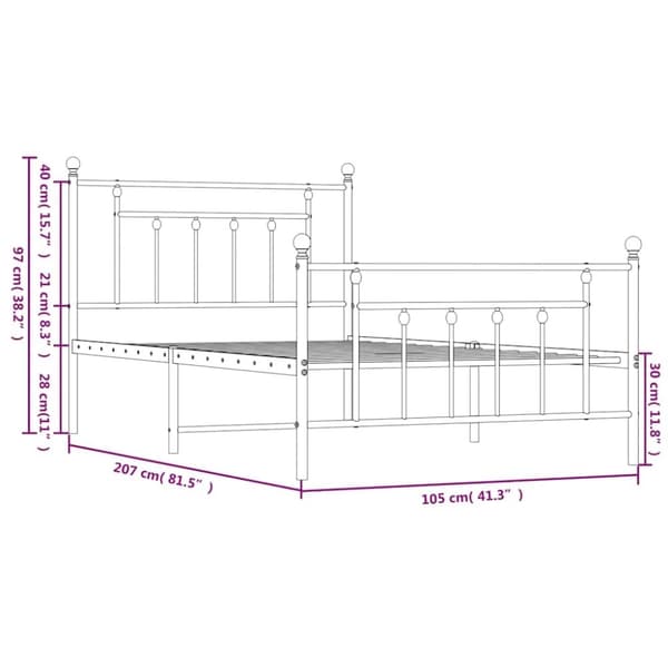 vidaXL Sengeramme i metall med hode- og fotgavl svart 100x200 cm