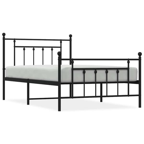vidaXL Sengeramme i metall med hode- og fotgavl svart 100x200 cm