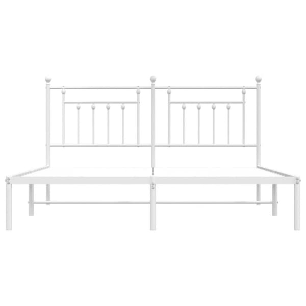 vidaXL Sengeramme i metall med sengegavl hvit 180x200 cm