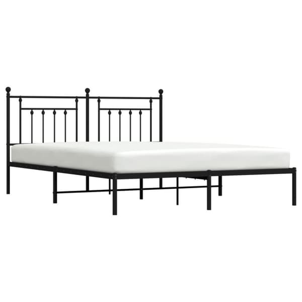vidaXL Sängram med huvudgavel metall svart 160x200 cm